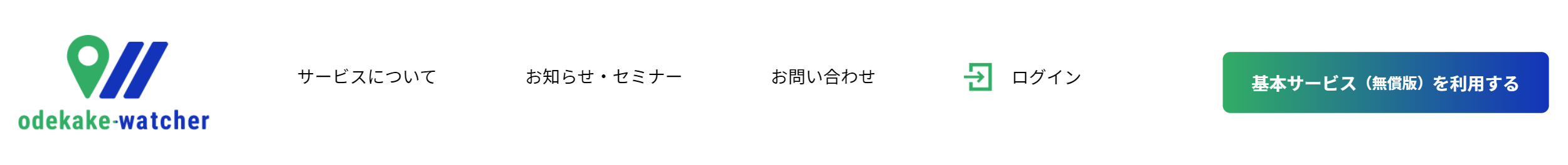 上部メニュー（ログイン前） 変更前